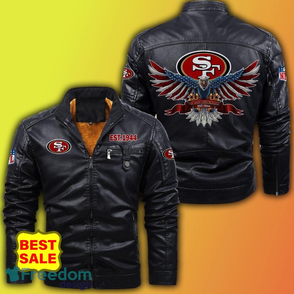 San Francisco 49ers NFL Logo Vintage Leather Jacket For Men And Women -  Freedomdesign