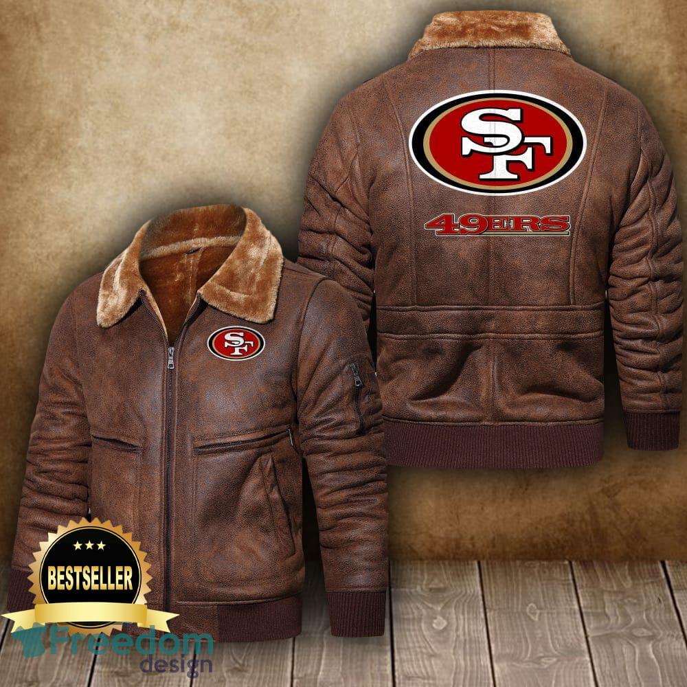NFL San Francisco 49ers Leather Jacket Feather Neck Gift For Men