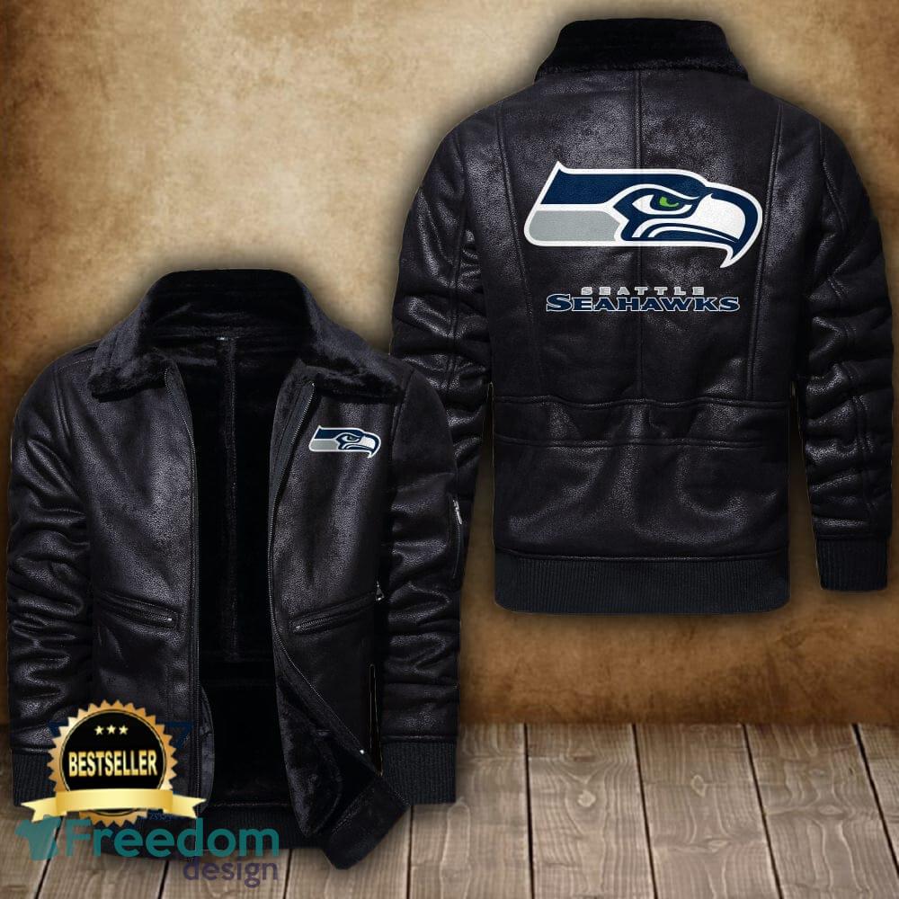 NFL Seattle Seahawks Leather Jacket Hat Men And Women For Fans