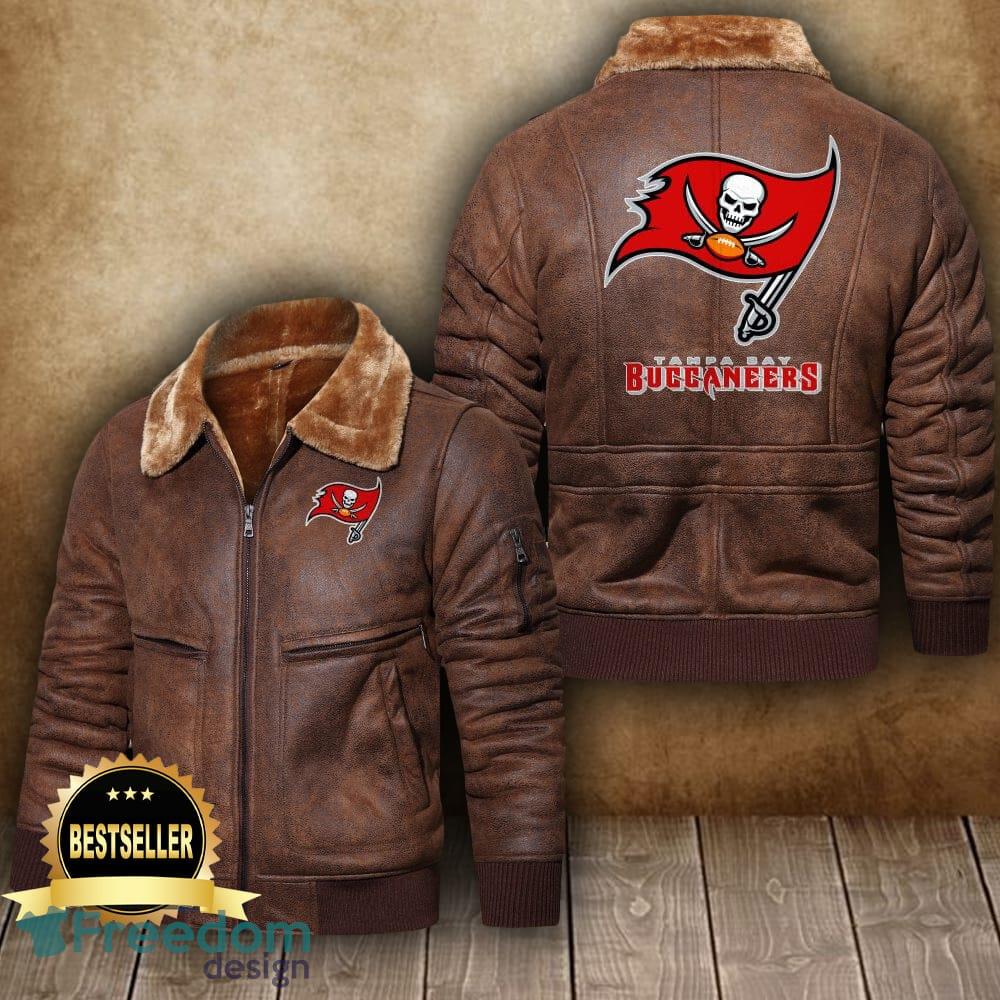 NFL Tampa Bay Buccaneers Leather Jacket Feather Neck Gift For Men And Women  - Freedomdesign