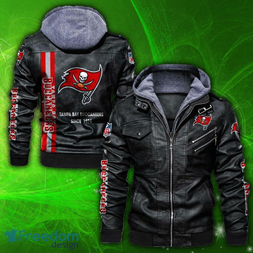 NFL Tampa Bay Buccaneers Leather Jacket Feather Neck Gift For Men And Women  - Freedomdesign