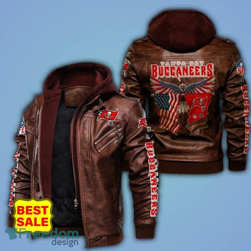 NFL Tampa Bay Buccaneers Leather Jacket Feather Neck Gift For Men And Women  - Freedomdesign