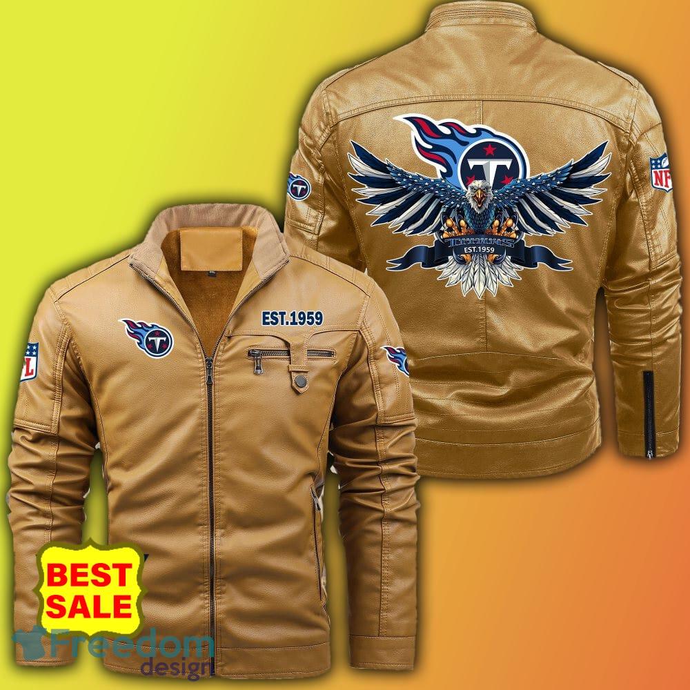 NFL Tennessee Titans Logo 2 Black Brown Leather Jacket For Fans
