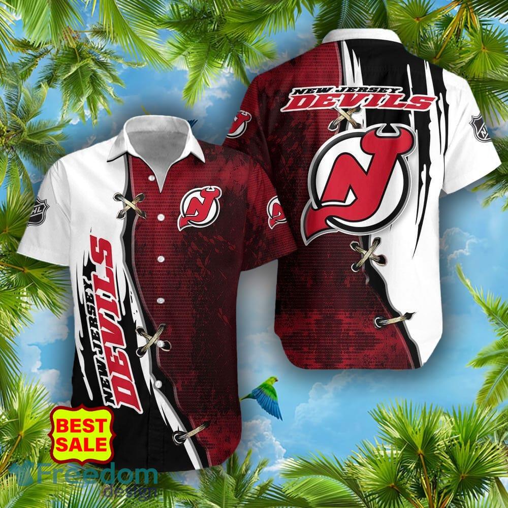 New Jersey Devils Hawaiian Shirt Floral Short Sleeve Hawaiian Shirt -  Freedomdesign