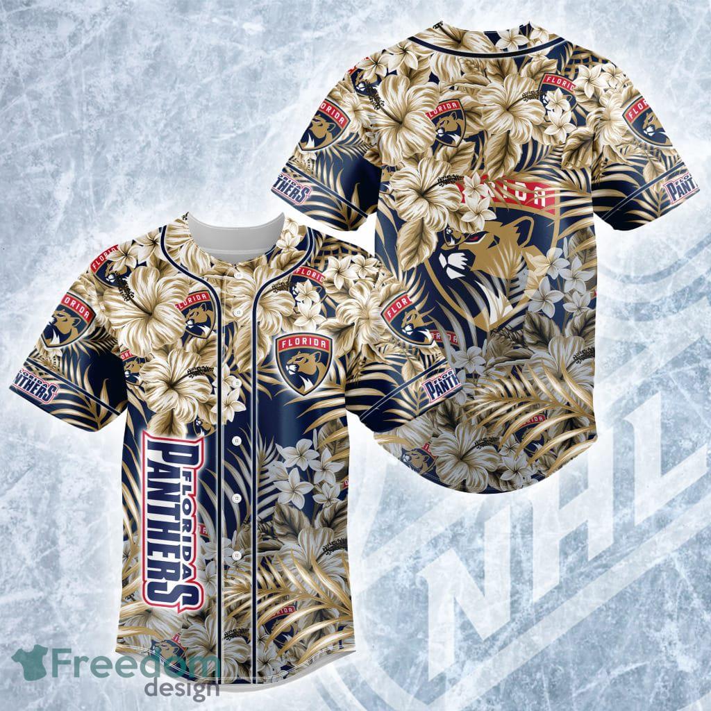 NHL Teams Florida Panthers Logo Floral Baseball Jersey Shirt For