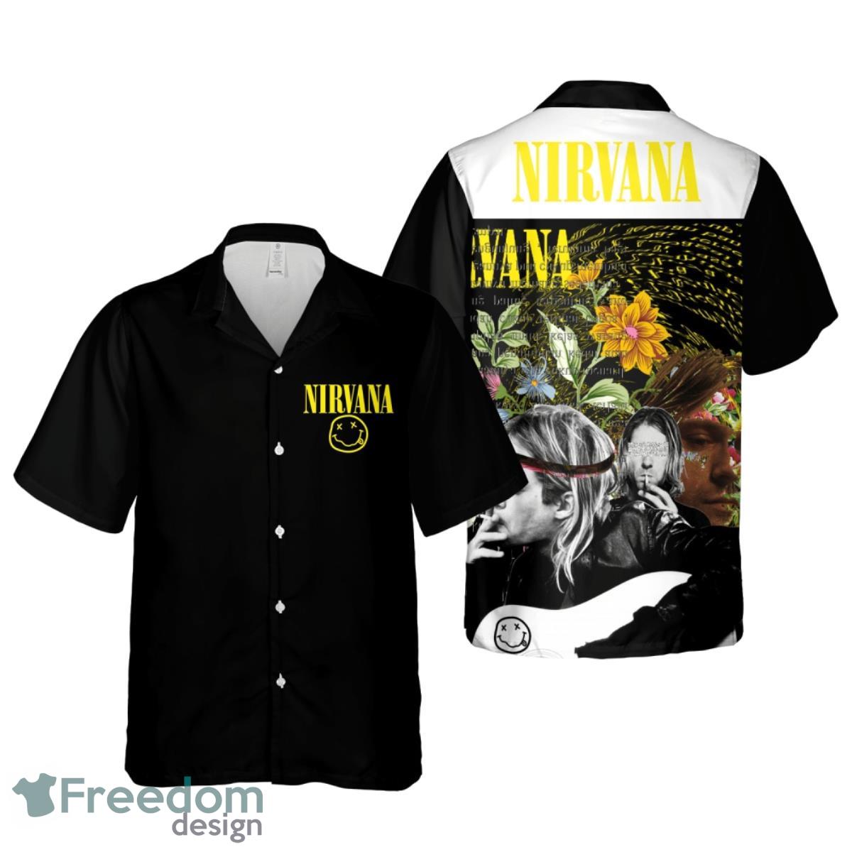 Nirvana Merch Kurt Cobain And Flowers Art Hawaiian Shirt Special Gift For Men And Women Product Photo 1