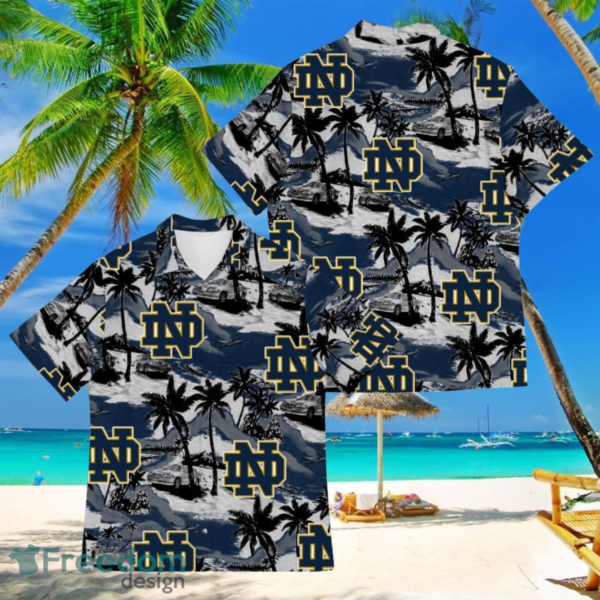 Notre Dame Fighting Irish Sports American Tropical Patterns Hawaiian Shirt Product Photo 1