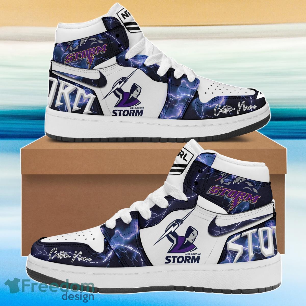 NRL Melbourne Storm Air Jordan Hightop Shoes Custom Name Product Photo 1