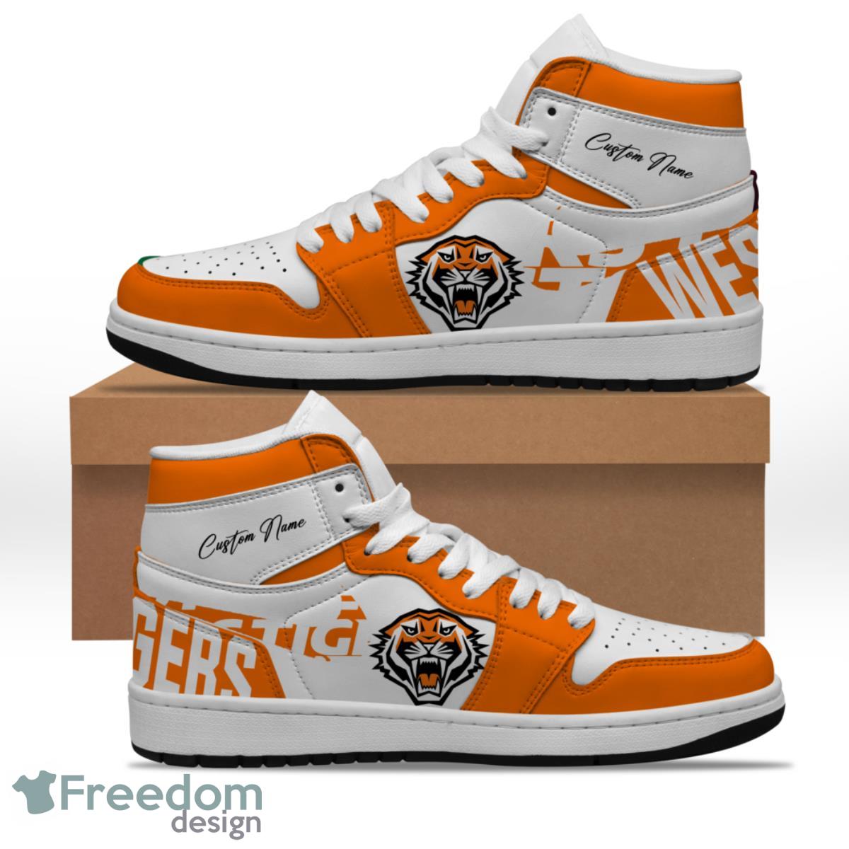 NRL Wests Tiger NRL 2023 Air Jordan Hightop Retro Shoes Custom Name Product Photo 1