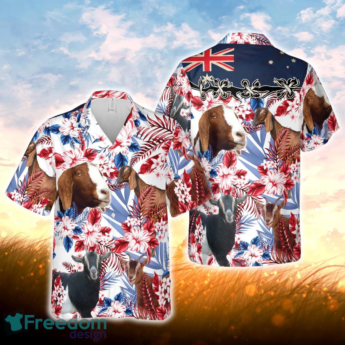 Nubian Goat Lovers Australia Flag Hawaiian Flowers Hawaiian Shirt For Men Women Product Photo 1