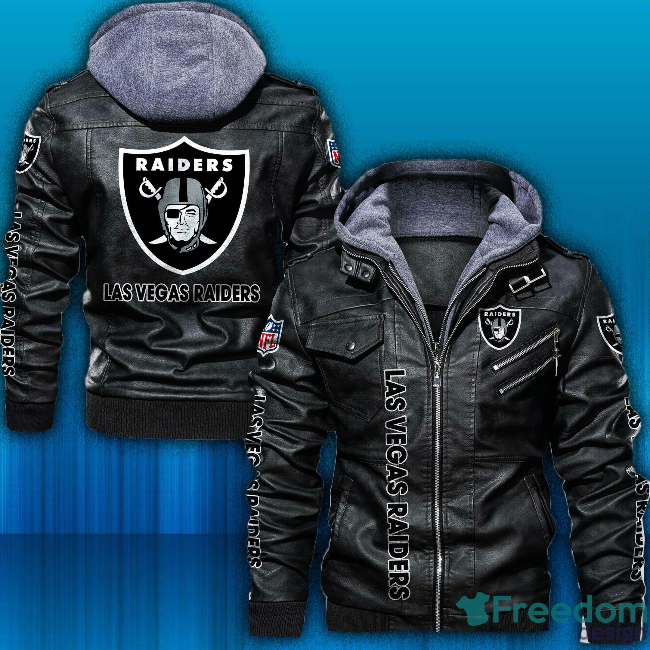 Black Gray Oakland Raiders NFL Leather Jacket