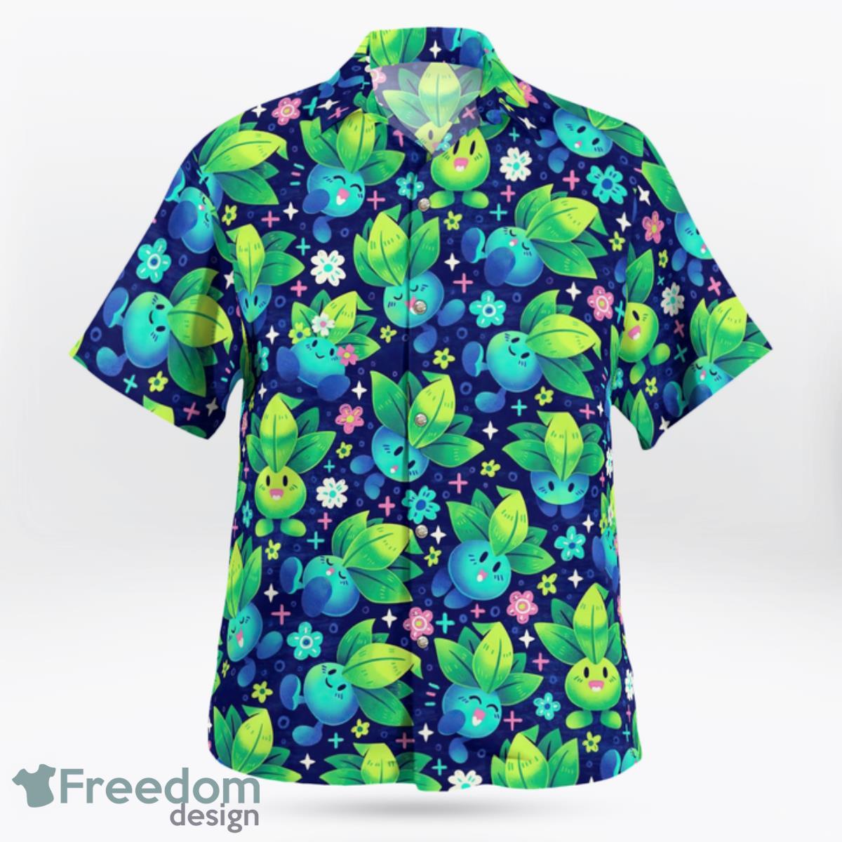 Oddish Pokemon Hawaiian Shirt And Short For Fans Product Photo 2