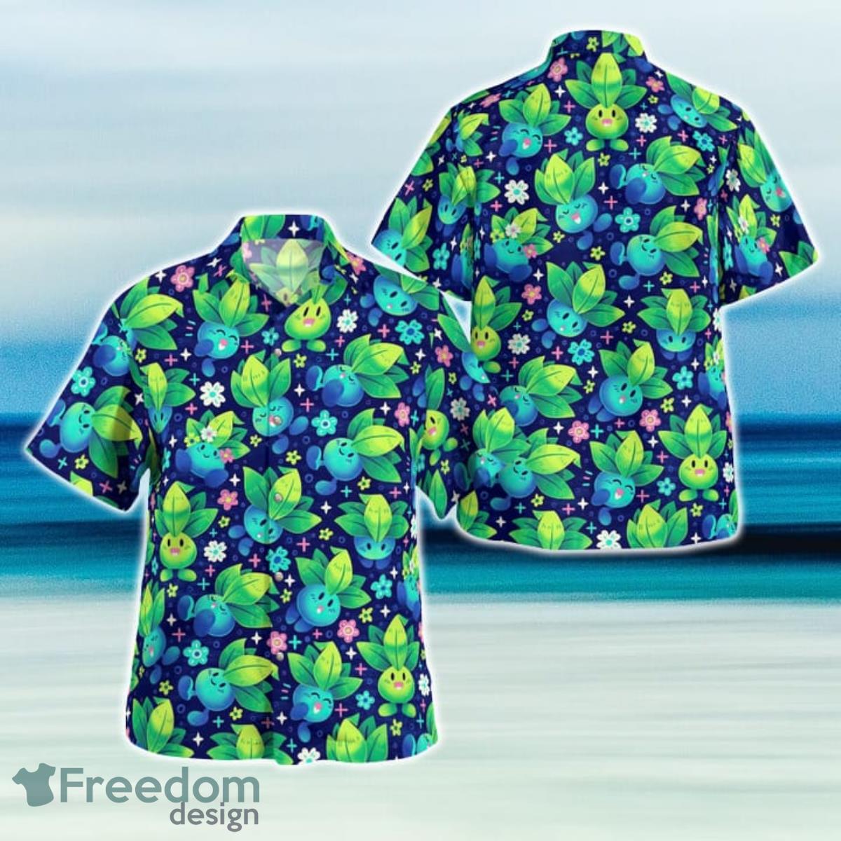 Oddish Pokemon Hawaiian Shirt And Short For Fans Product Photo 1