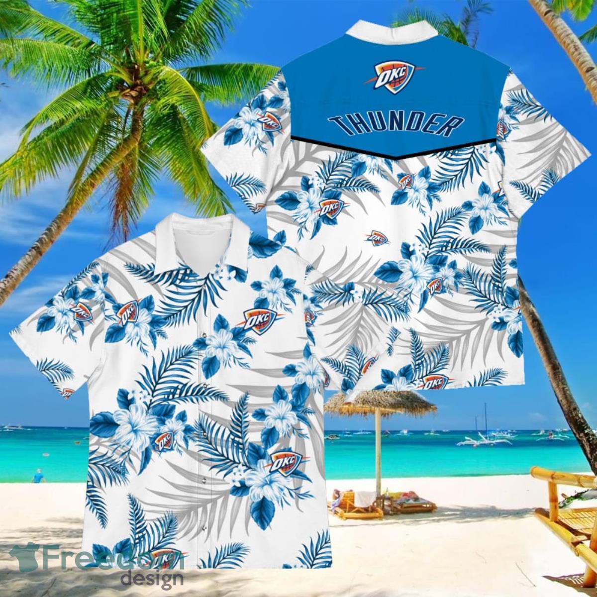 Oklahoma City Thunder Sports American Hawaiian Tropical Patterns Shirt Product Photo 1