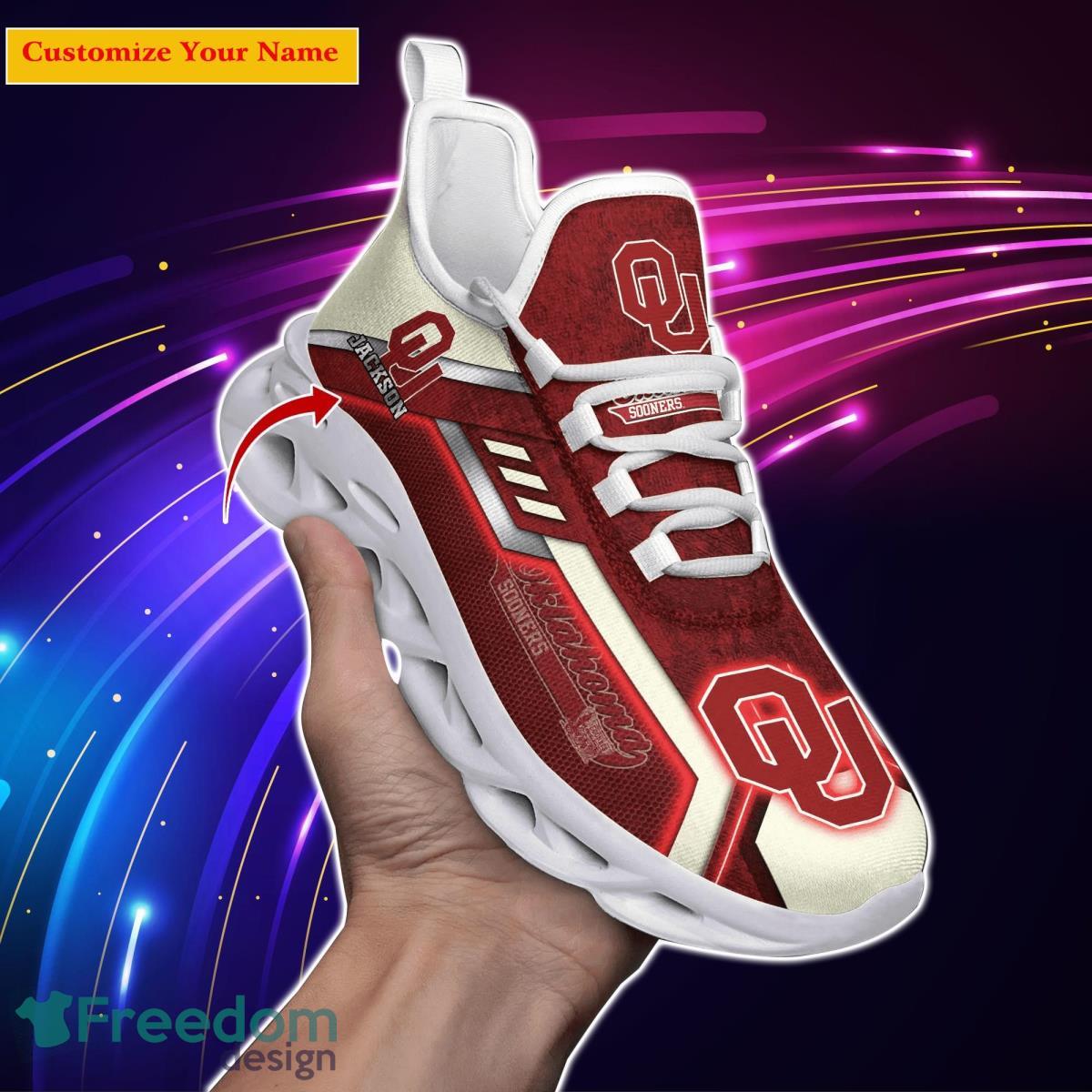 Oklahoma Sooners NCAA1 Custom Name Max Soul Shoes Impressive Gift For Men Women Fans Product Photo 1