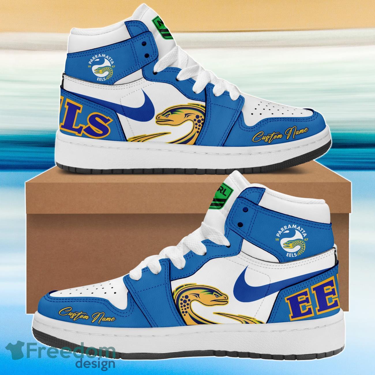 Paramatta Eels Special Air Jordan Hightop Shoes Custom Name Product Photo 1