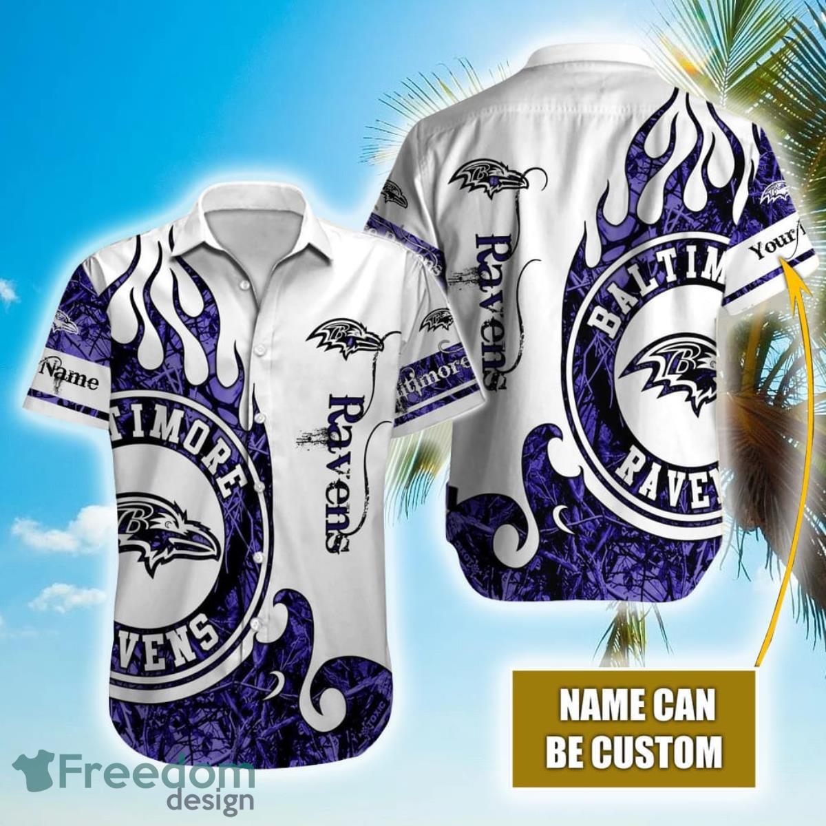 Personalized BALTIMORE RAVENS Baseball Jersey Hawaiian Shirt And Short Set  - Freedomdesign