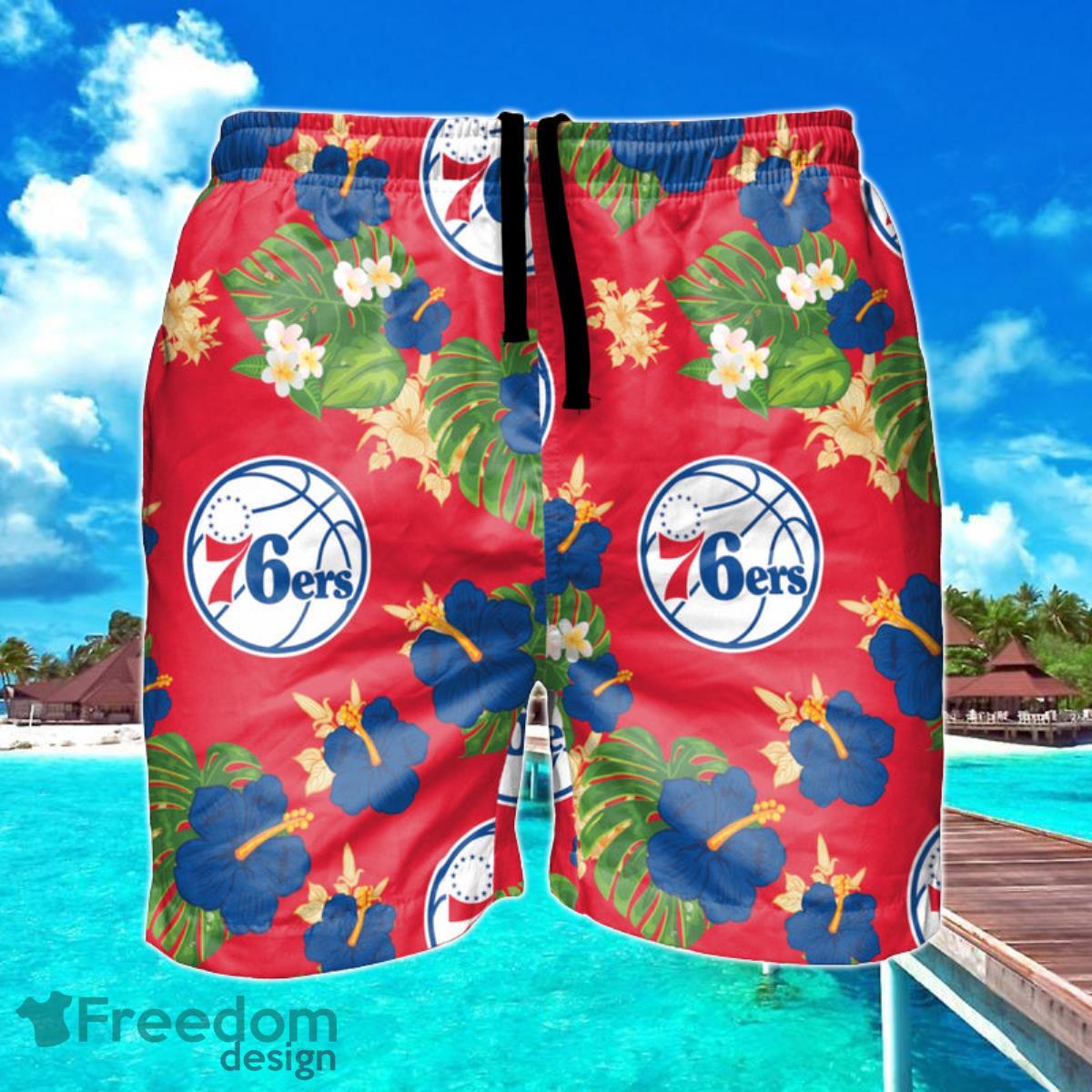 Philadelphia 76ers NBA Floral Hawaiian Shorts For Summer Beach Product Photo 1