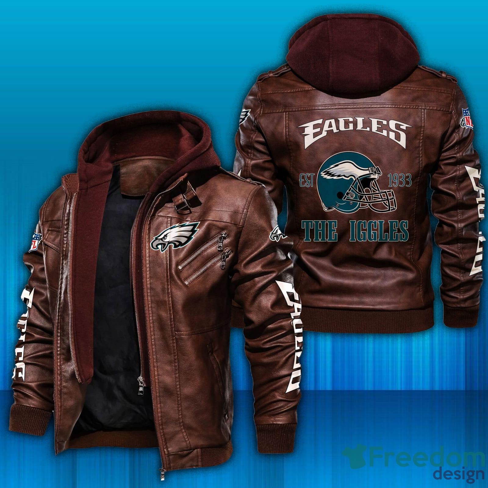 Philadelphia Eagles NFL Fans Brown Black Leather Jacket