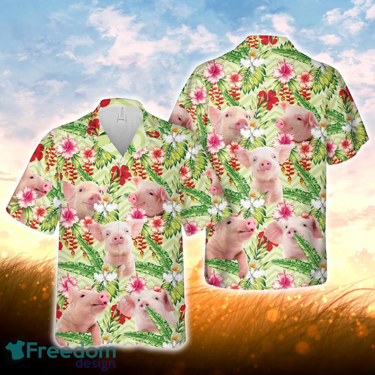 Pig Hibicus Floral 3D Hawaiian Shirt For Men Women Product Photo 1