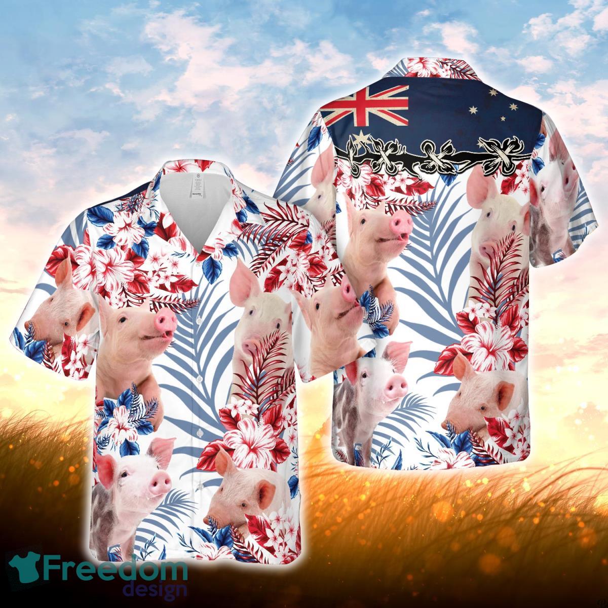 Pig Lovers Australia Flag Hawaiian Flowers Hawaiian Shirt For Men Women Product Photo 1