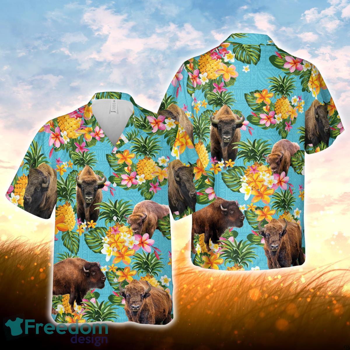 Pineapple Hawaiian Theme For Bison Lovers All 3D Printed Hawaiian Shirt For Men Women Product Photo 1