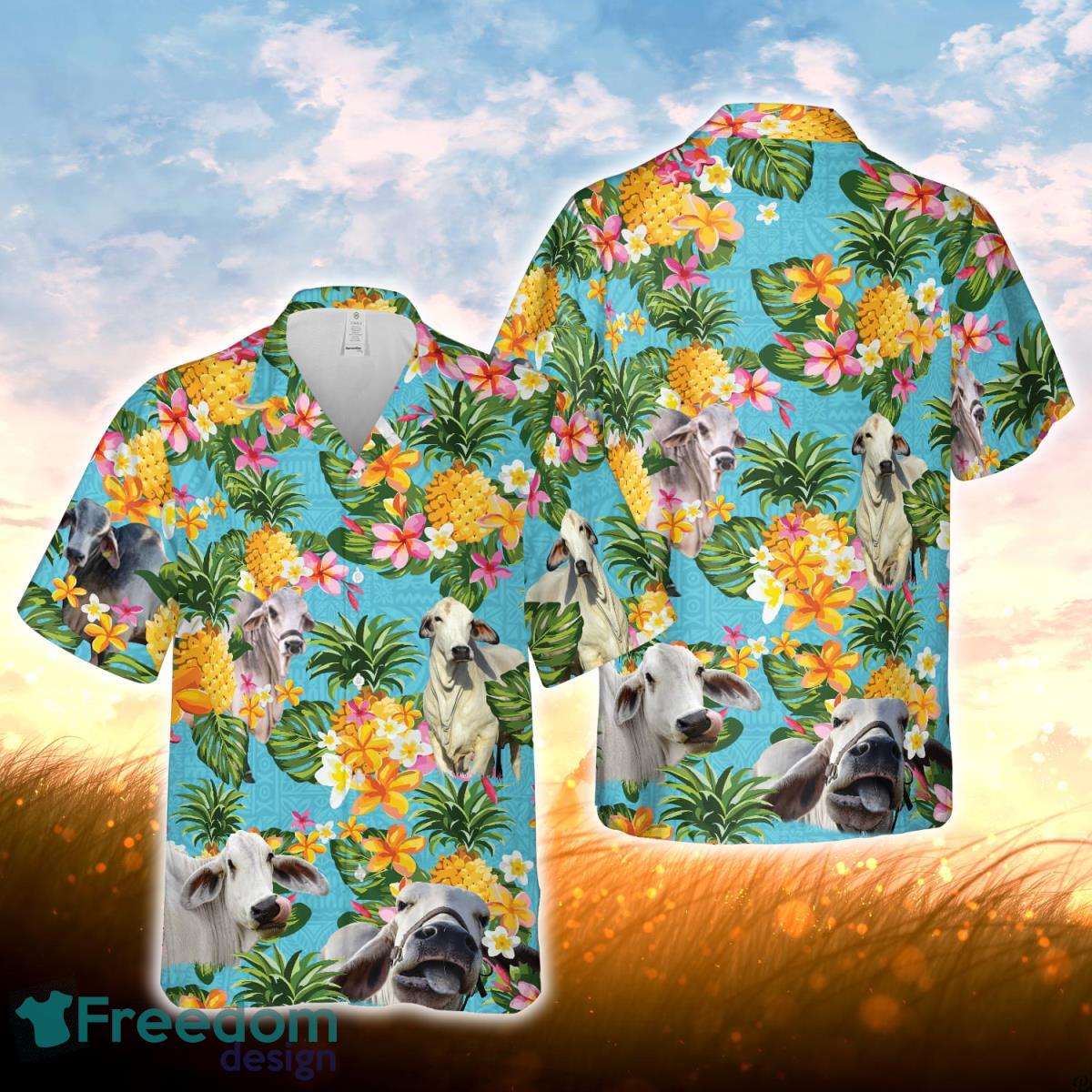 Pineapple Hawaiian Theme For Brahman Cattle Lovers All 3D Printed Hawaiian Shirt For Men Women Product Photo 1