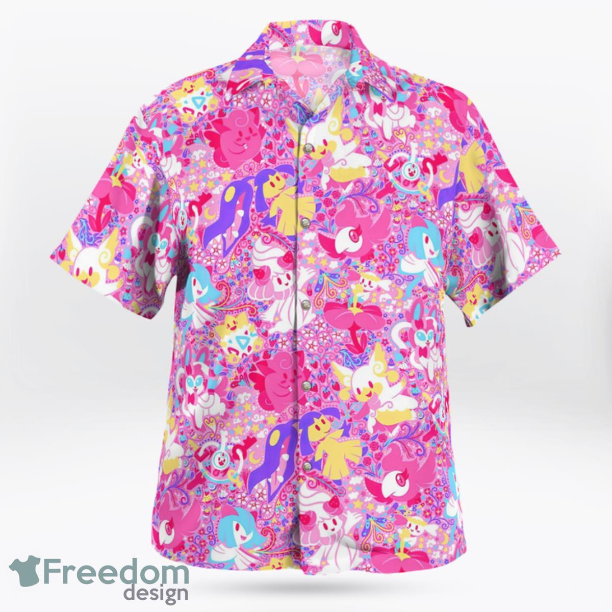 Pink Pokemon Hawaiian Shirt And Short For Fans Product Photo 2