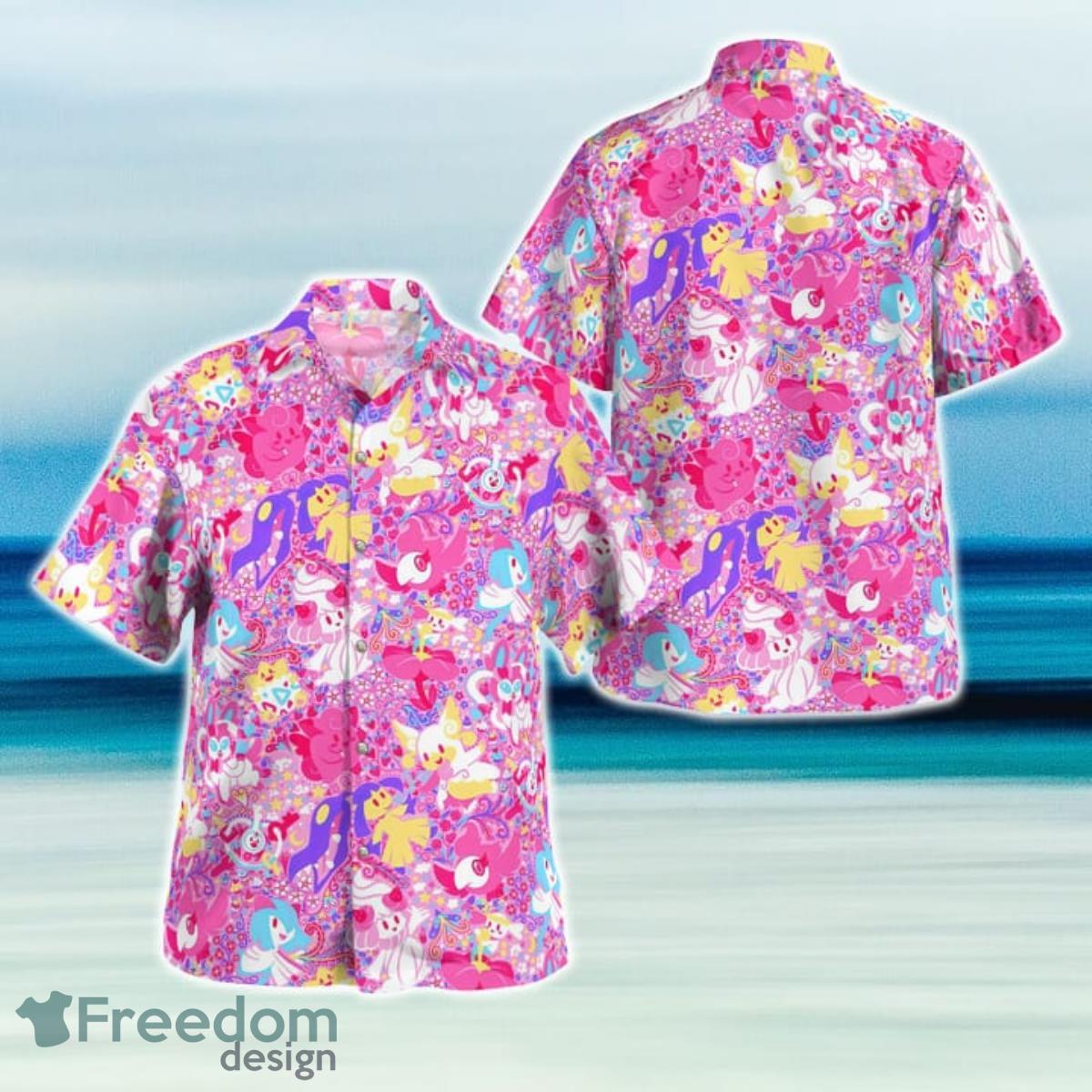 Pink Pokemon Hawaiian Shirt And Short For Fans Product Photo 1