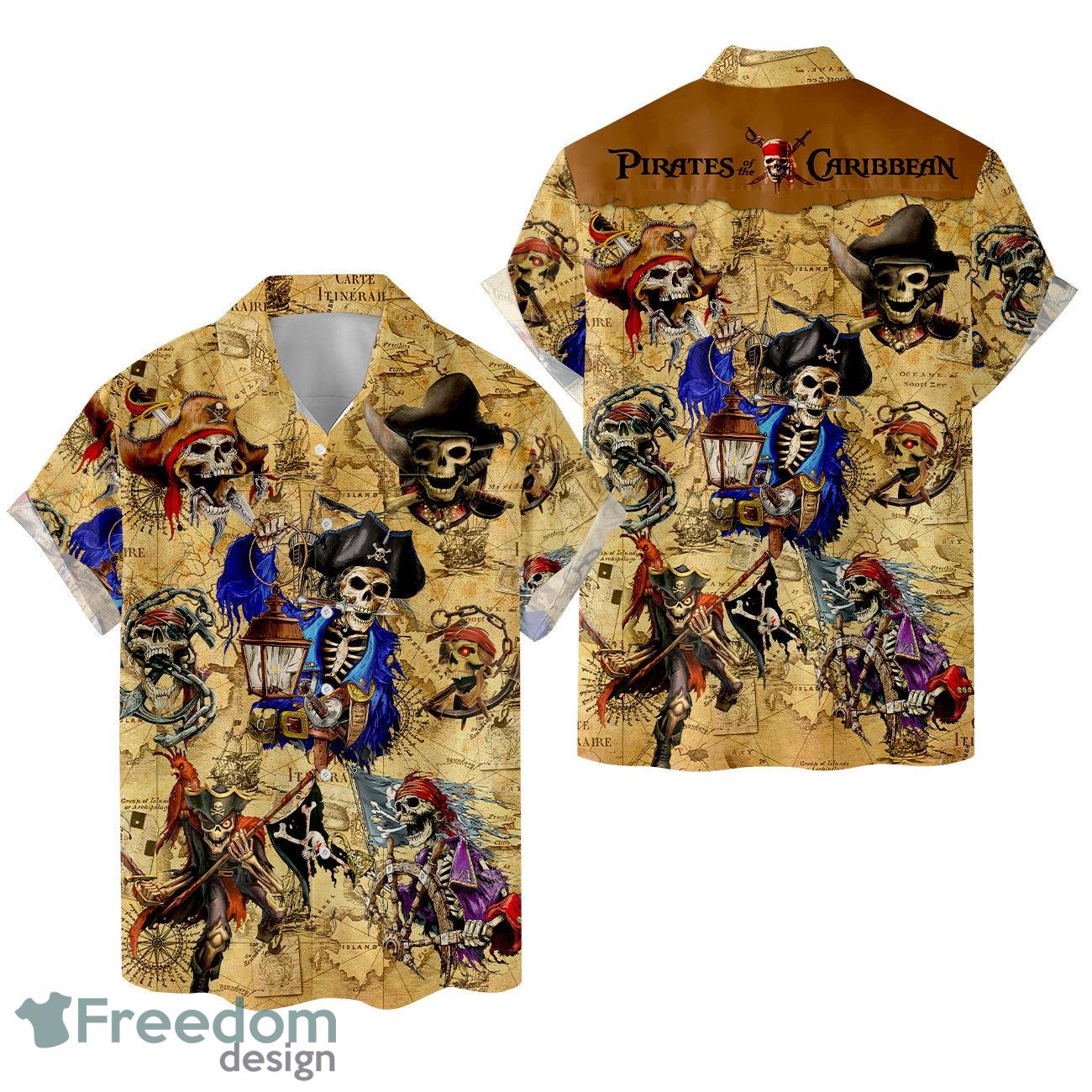 Pirate Skull and Treasure Map Pirate Shirts for Men Pirate Hawaiian Shirt