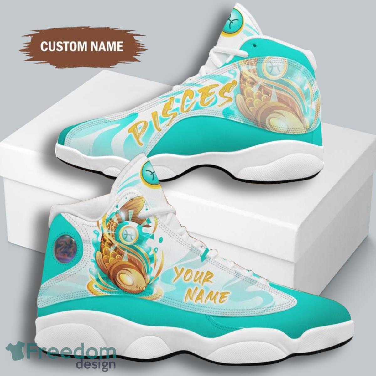 Pisces Zodiac Air Jordan 13 Custom Name Sneakers Great Gift For Men And Women Product Photo 2