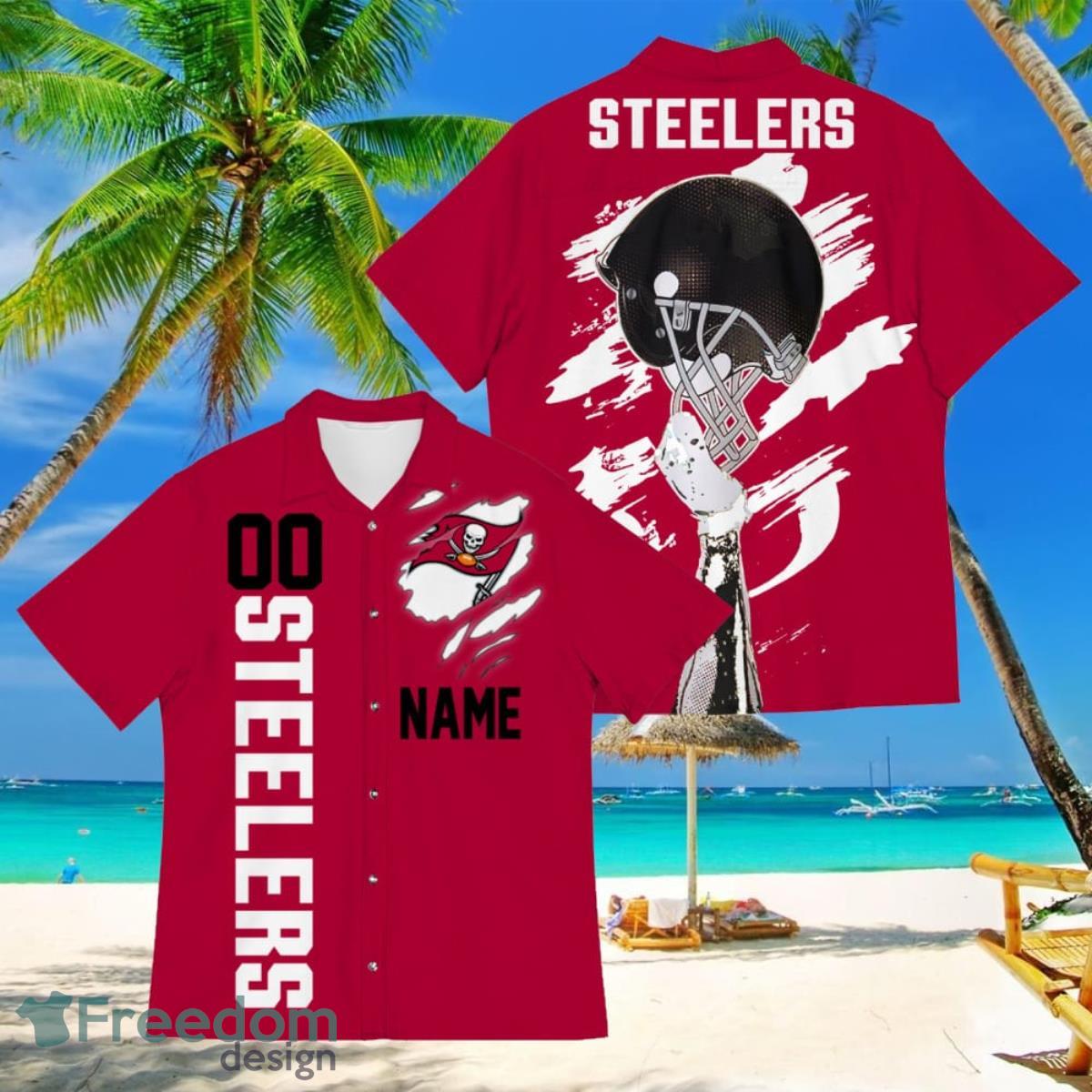 Pittsburgh Steelers Sports American Football Hawaiian Shirt Custom Name & Number - Pittsburgh Steelers Sports American Football Hawaiian Shirt 1