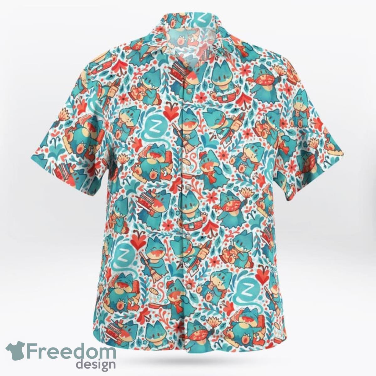 PKM Munchlax Seamless Hawaiian Shirt And Short For Fans Product Photo 2