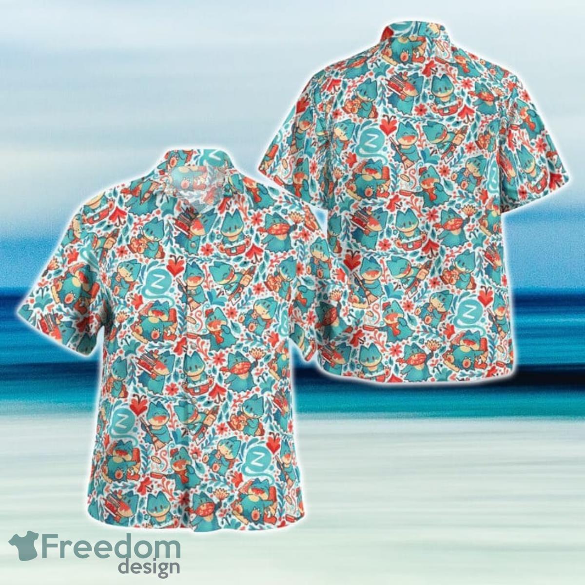 PKM Munchlax Seamless Hawaiian Shirt And Short For Fans Product Photo 1