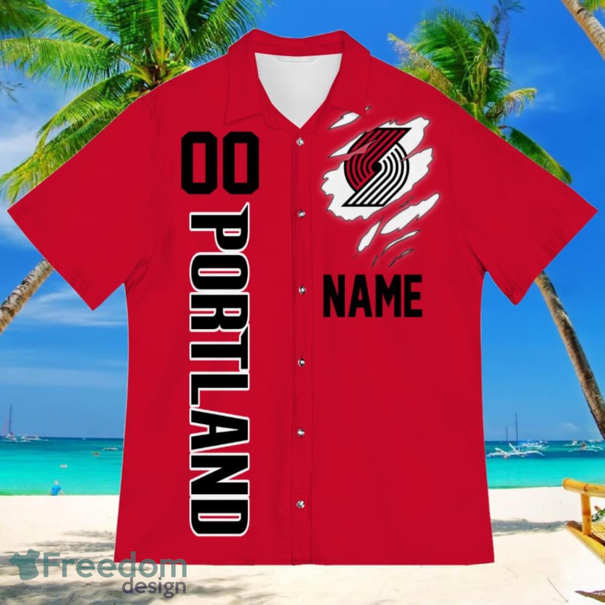 Portland Trail Blazers Sports American Football Hawaiian Shirt Custom Name & Number - Portland Trail Blazers Sports American Football Hawaiian Shirt 2