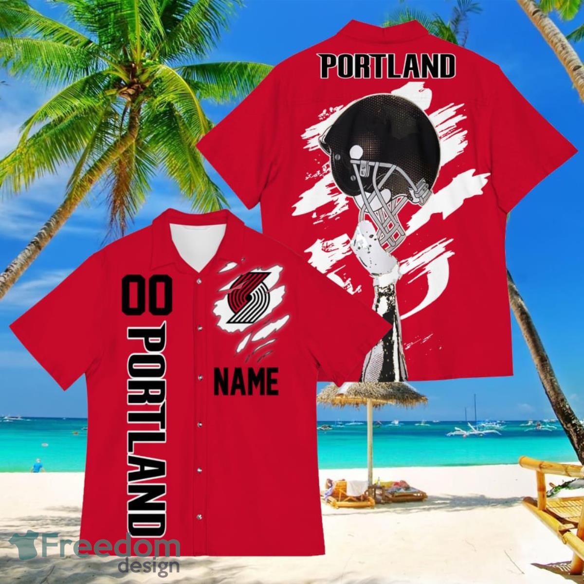 Portland Trail Blazers Sports American Football Hawaiian Shirt Custom Name & Number - Portland Trail Blazers Sports American Football Hawaiian Shirt 1