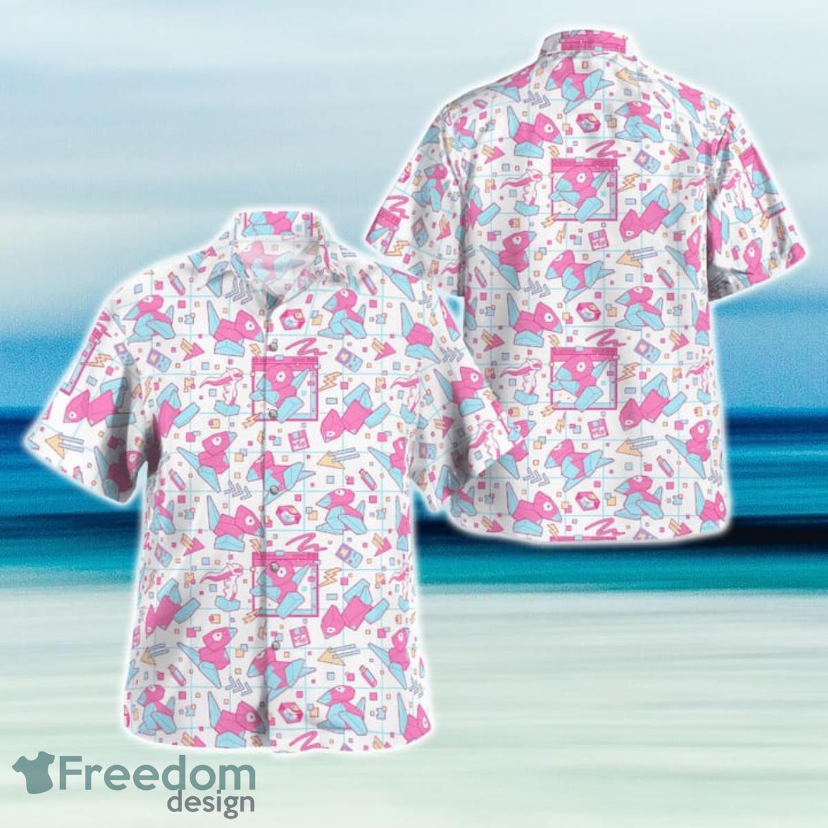 Porygon Pokemon Hawaiian Shirt And Short For Fans Product Photo 1