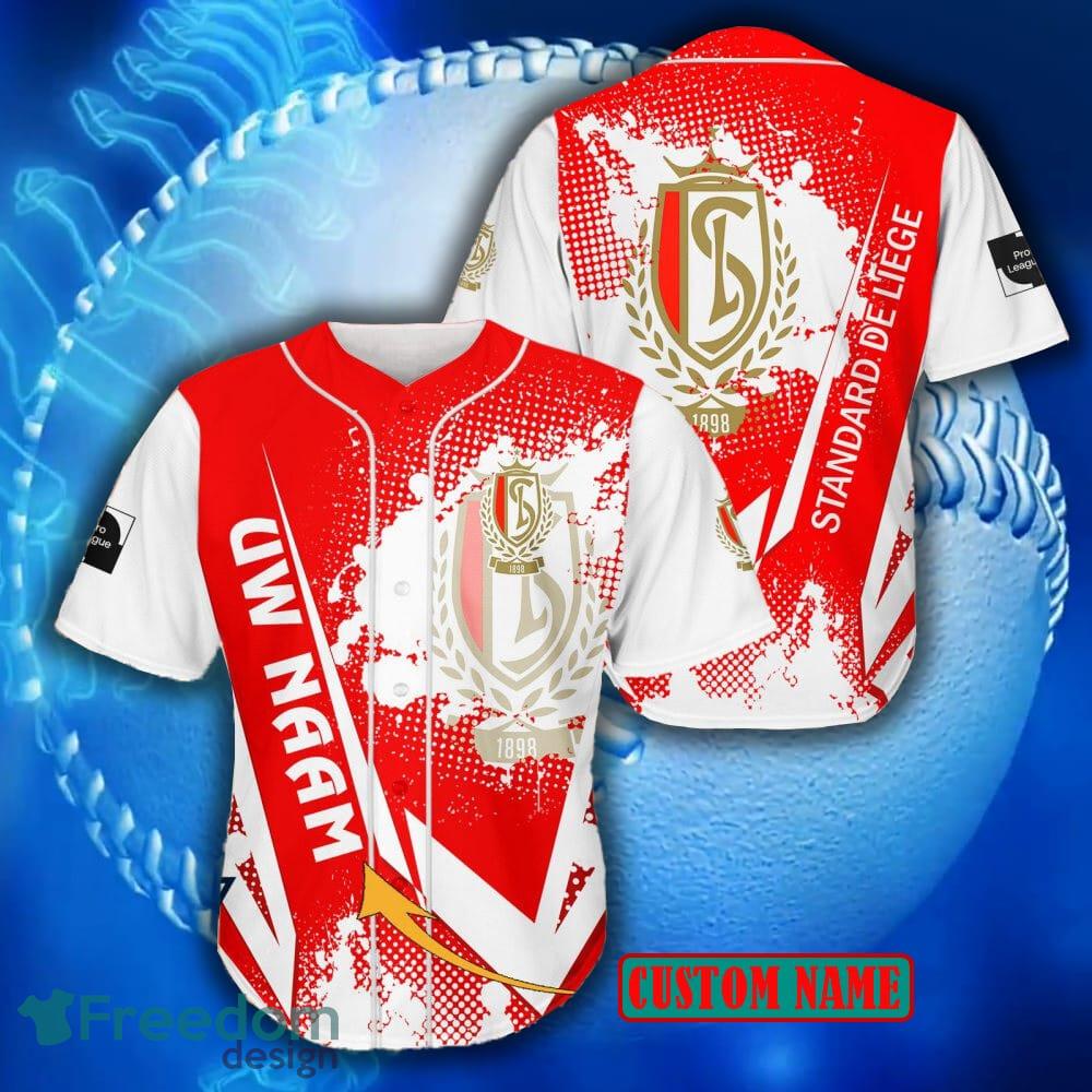 Pro League Logo Standard Liege Red Baseball Jersey Shirt For Men And Women  Custom Name - Freedomdesign