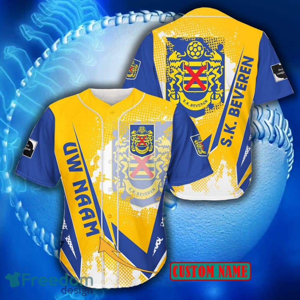 Pro League Logo Waasland-Beveren Yellow Baseball Jersey Shirt For