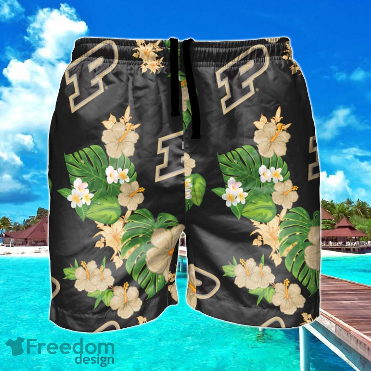 Purdue Boilermakers NCAA Floral Hawaiian Shorts For Summer Beach Product Photo 1