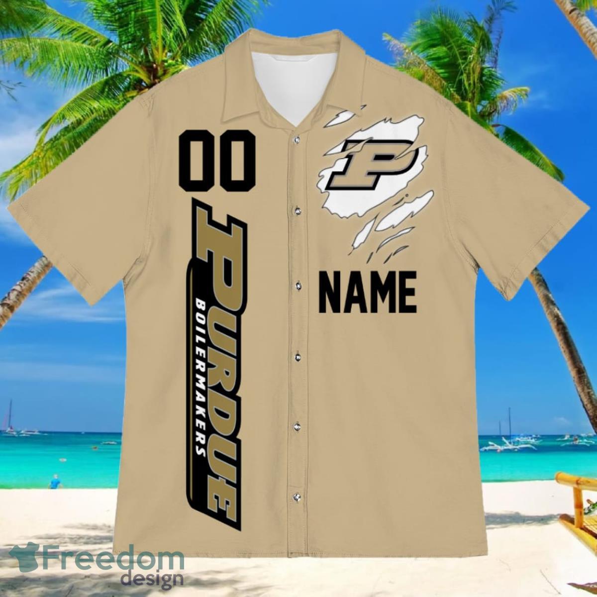 Purdue Boilermakers Sports American Football Hawaiian Shirt Custom Name & Number - Purdue Boilermakers Sports American Football Hawaiian Shirt 2