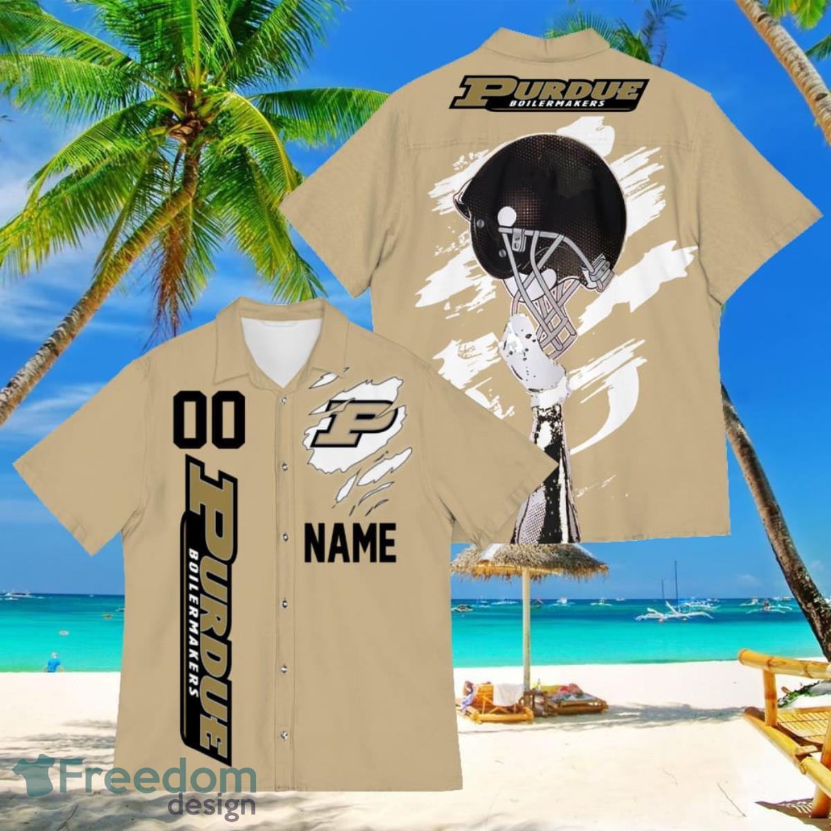 Purdue Boilermakers Sports American Football Hawaiian Shirt Custom Name & Number - Purdue Boilermakers Sports American Football Hawaiian Shirt 1