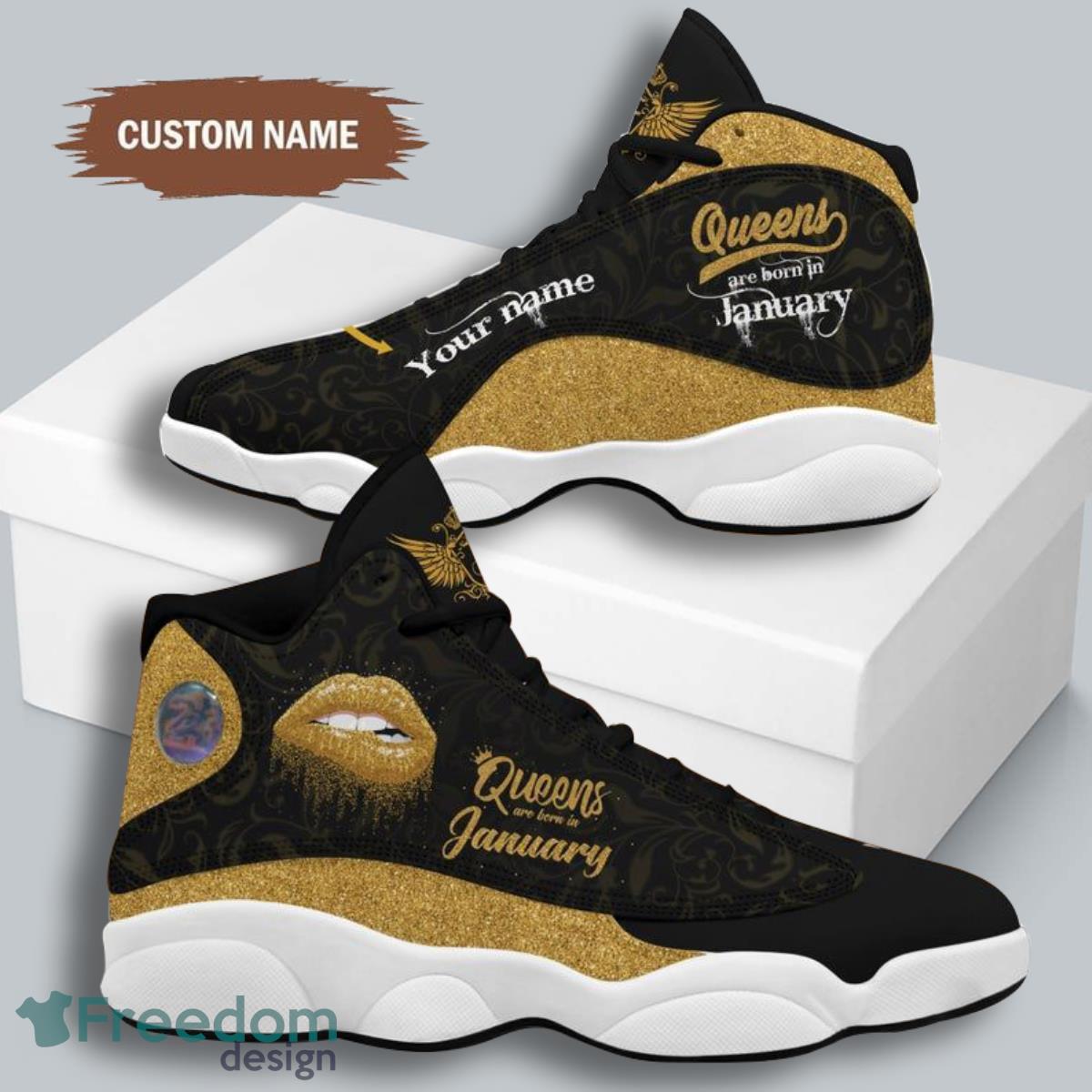 Queen Was Born In January Air Jordan 13 Custom Name Sneakers Best Gift For Men And Women Product Photo 2