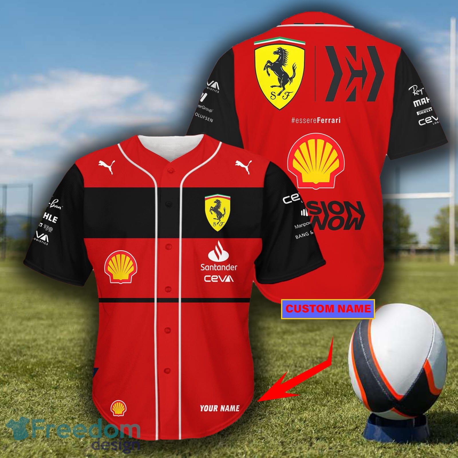 Racing Scuderia Ferrari F1 Team Baseball Jersey Shirt Custom Name