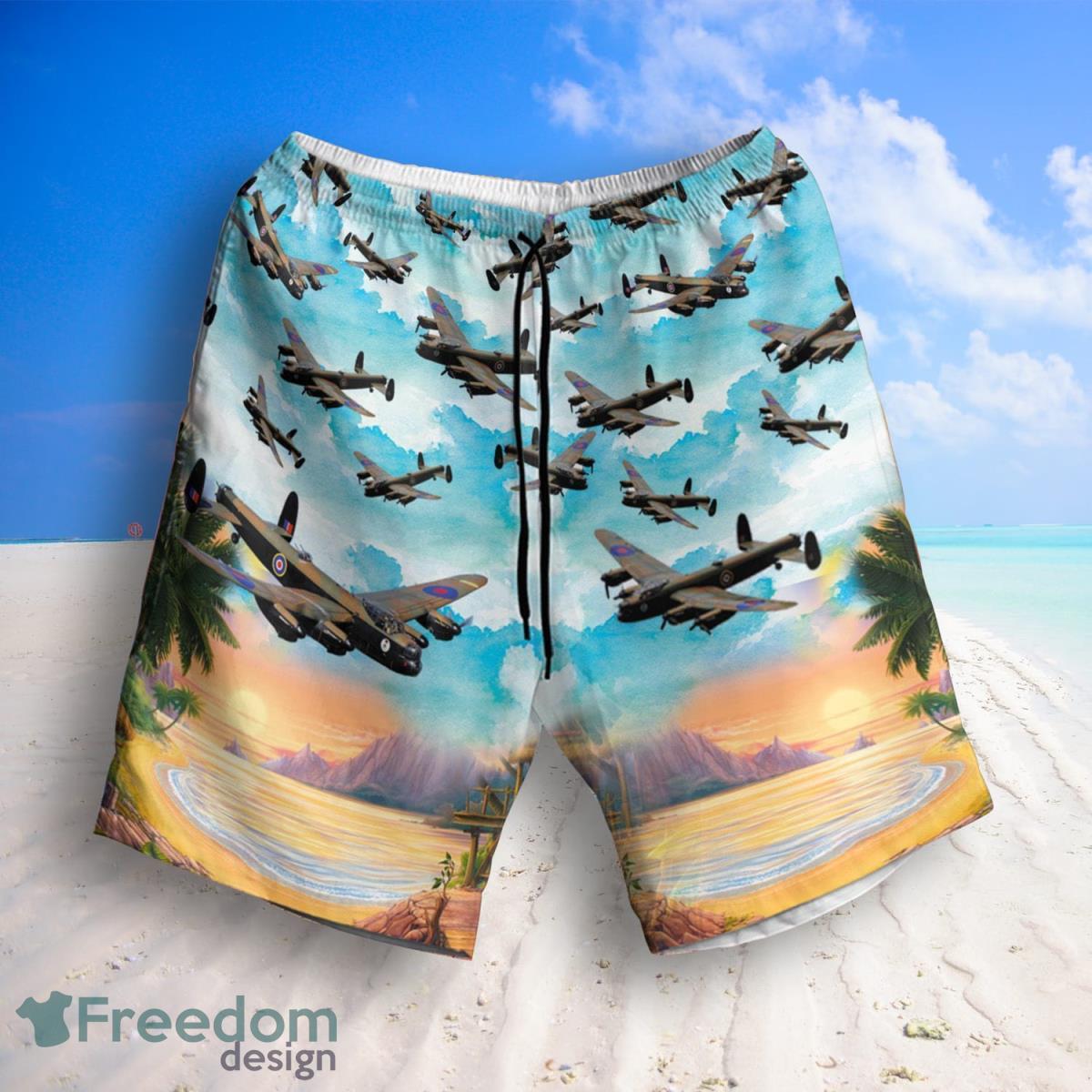 RAF Historical Lancaster Bomber Hawaiian Shirt And Shorts Best Style For Men Product Photo 2