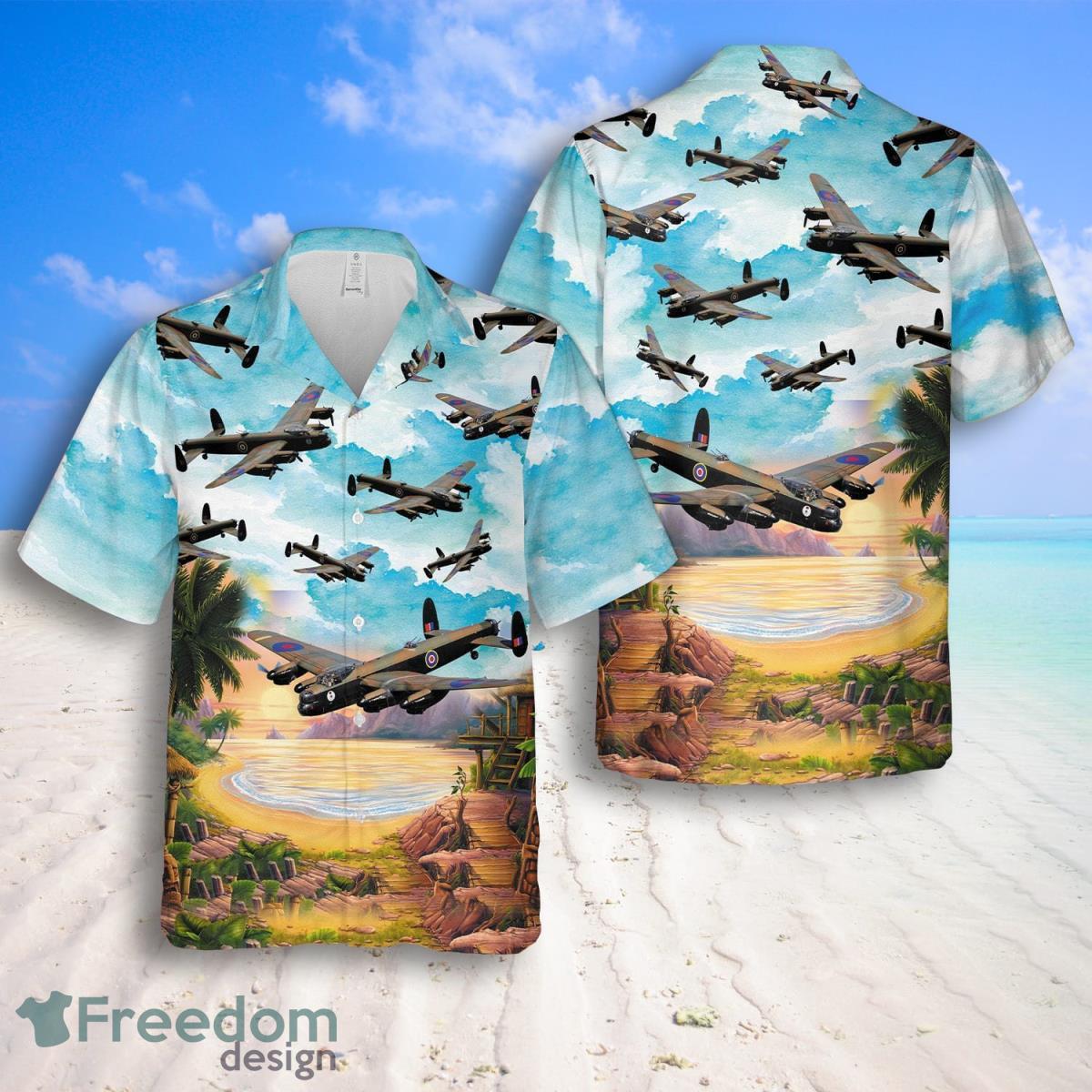 RAF Historical Lancaster Bomber Hawaiian Shirt And Shorts Best Style For Men Product Photo 1