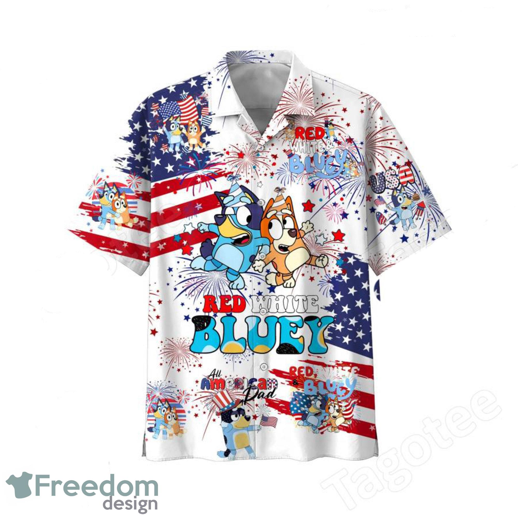 Bluey 4th Of July 3D Hawaiian Shirt Summer Beach Gift For Men And