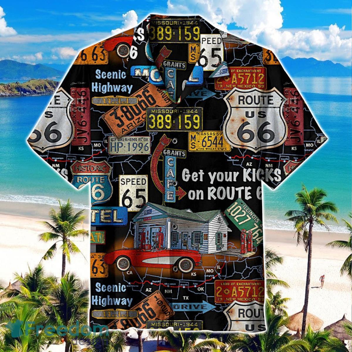 Route 66 Shirt, Very cool Route 66 Signage Unisex Hawaiian Shirt Product Photo 1