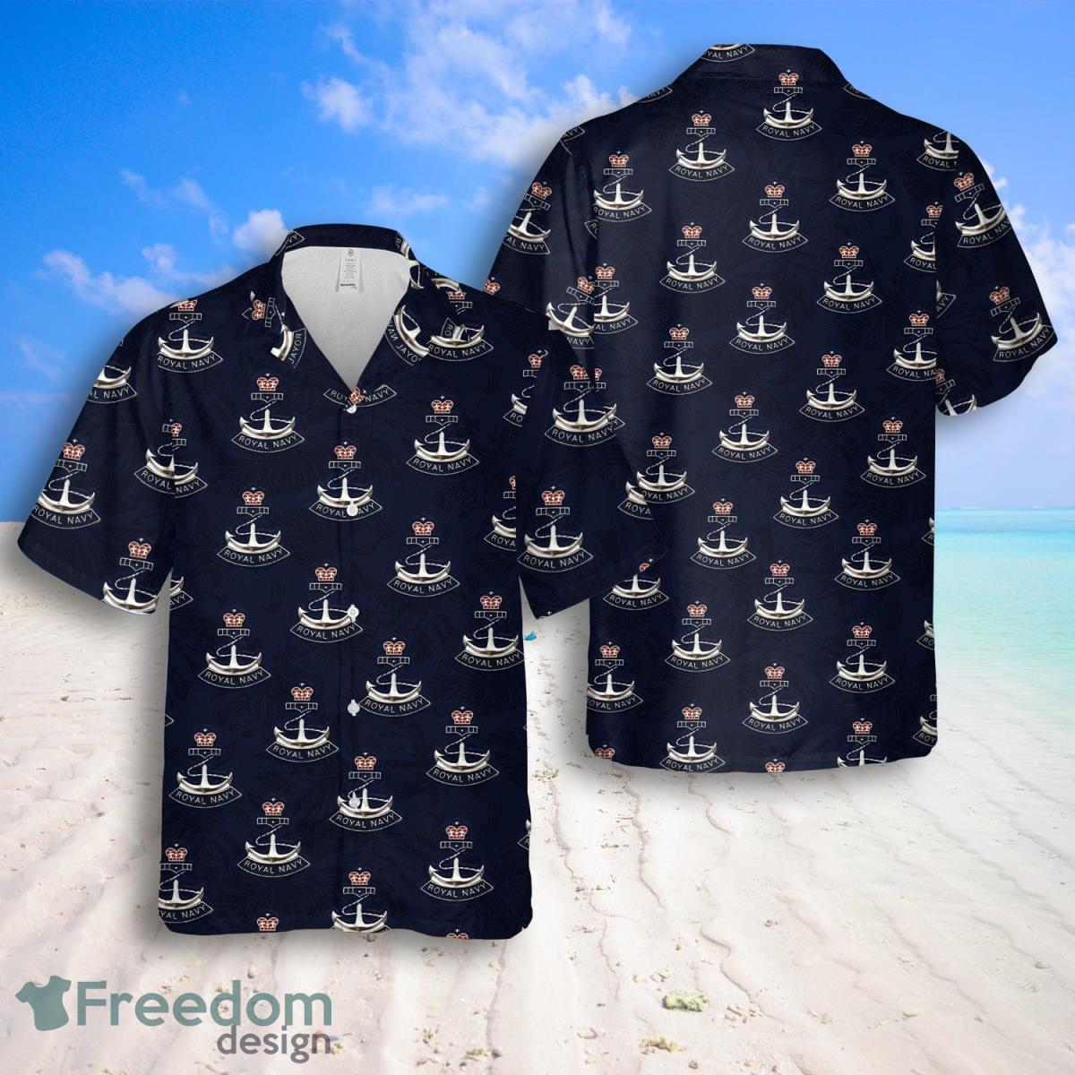 Royal Navy Badge Hawaiian Shirt And Shorts Best Style For Men Product Photo 1