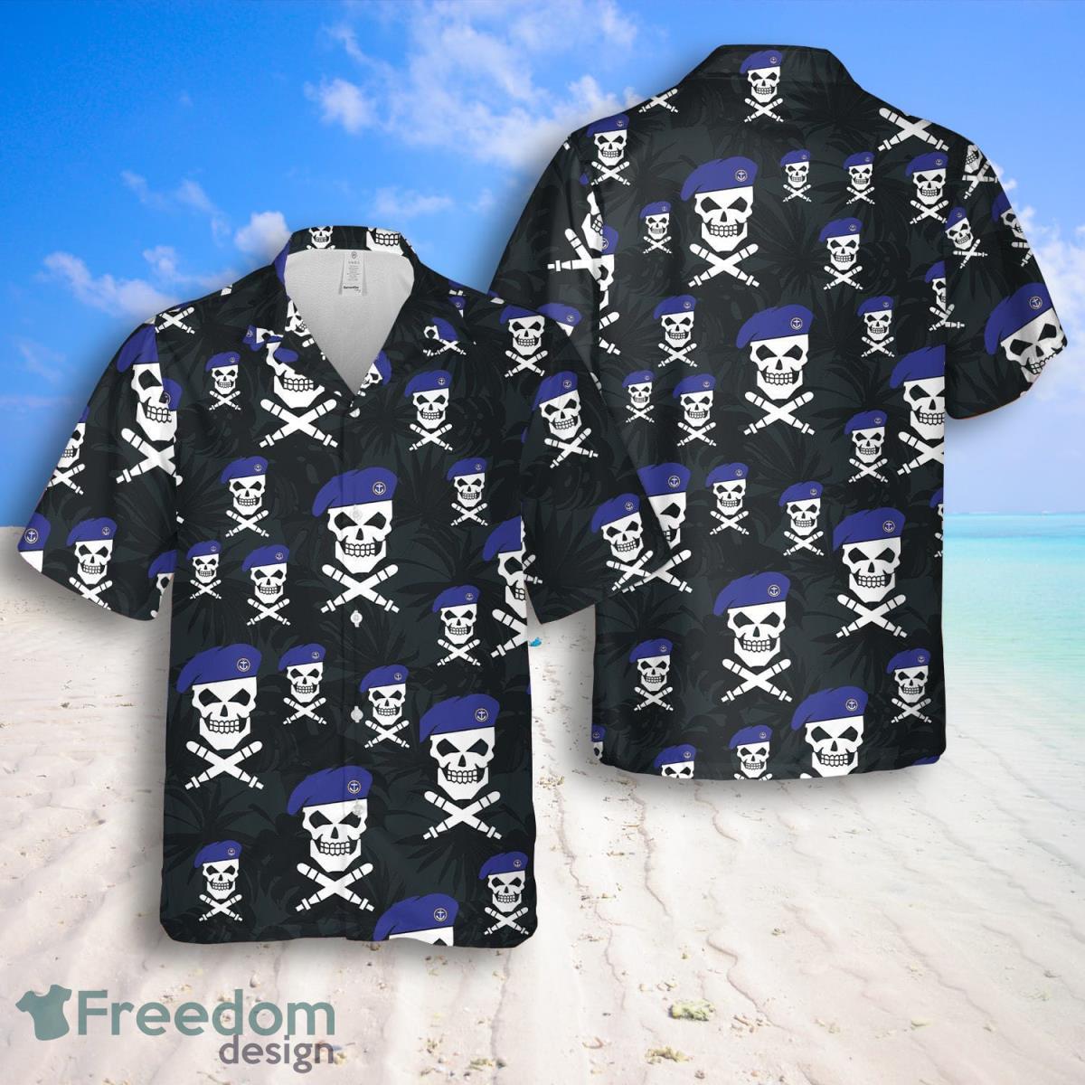 Royal Navy Skull Hawaiian Shirt And Shorts Best Style For Men Product Photo 1